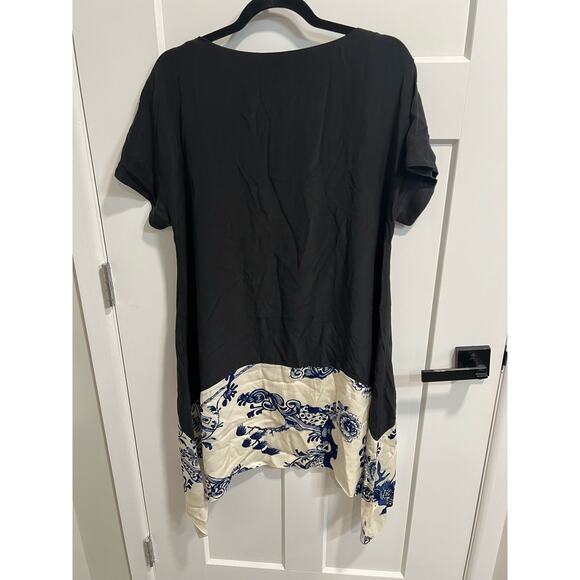 Elizabeth and James size 4 Women's Black Floral Print Shift Dress Silk Hi Low - Picture 5 of 7